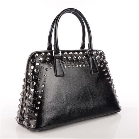 PRADA Saffiano Vernice Pyramid Bag Black 